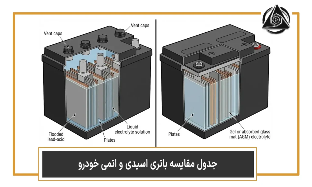 جدول مقایسه باتری اسیدی و اتمی خودرو
